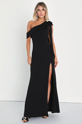 Stepped Out Stunning Black One-Shoulder Mermaid Maxi Dress