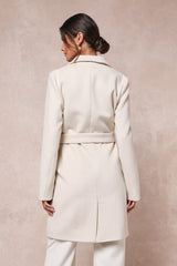 Harriet Ivory Button-Front Belted Coat