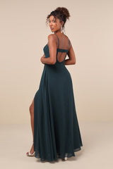 Stunning Grace Emerald Green Cutout A-Line Maxi Dress