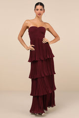 Seriously Sensational Plum Purple Strapless Tiered Maxi Dress