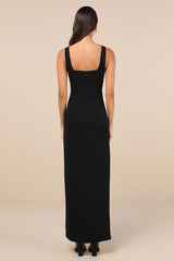 Glamorous Disposition Black Ruched Maxi Dress
