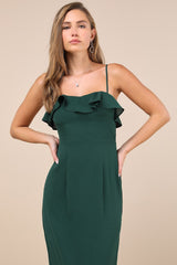 Lively Evenings Green Sleeveless Tiered Maxi Dress