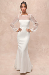 Immaculate Romance White Sheer Organza Long Sleeve Maxi Dress