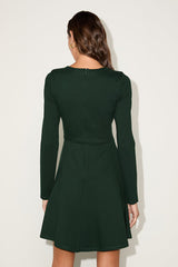 Forever Chic Dark Green Long Sleeve Dress
