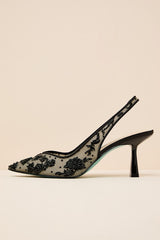 Nikki Black Beaded Embroidered Slingback Pumps