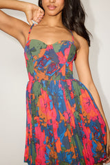 Dorothy Pink Multi Floral Print Pleated Mini Dress