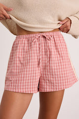Kirra Pink Gingham Drawstring Shorts