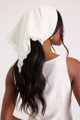 Avryll White Lace Boat Neck Mini Dress and Scarf Set