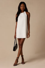 Perrie White Backless Shift Mini Dress