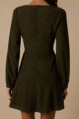Daily Affection Olive Corduroy Mini Dress With Pockets