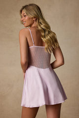 Damilia Lilac Sheer Lace Satin Lingerie Slip