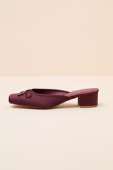 Geneva Fig Satin Low-Heel Mule Pumps