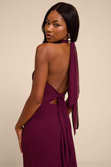 Miselle Plum Halter Maxi Dress