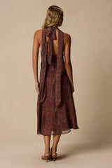 Kylinda Rust Multi Paisley Midi Dress and Scarf Set