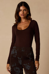 Easily Loved Brown Long Sleeve Bodysuit