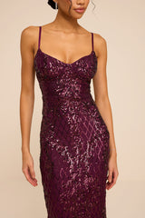 Moonlit Love Plum Purple Sequin Sleeveless Maxi Dress