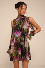 Helsi Green Multi Floral Long Sleeve Mini Dress
