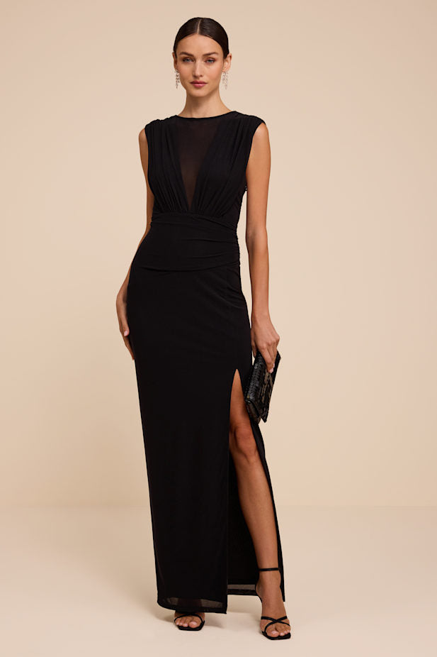 Beatrix Black Plunge Maxi Dress