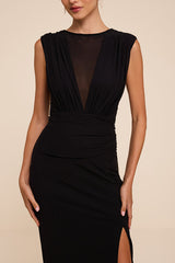 Beatrix Black Plunge Maxi Dress