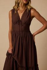 Lucy Brown Tiered Midi Dress
