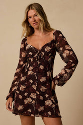 Jodie Brown Floral Long Sleeve Mini Dress