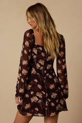 Jodie Brown Floral Long Sleeve Mini Dress