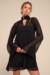 Scarlett Black Chiffon Shift Dress