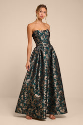 Bradshaw Emerald Green Floral Jacquard Maxi Dress
