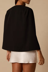 Voguish Charm Black Split Sleeve Blazer Cape