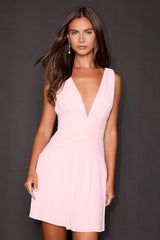 Rhea Light Pink Pleated Skater Mini Dress