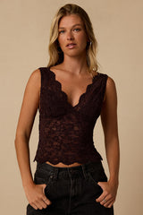 Danika Dark Purple Lace Tank Top