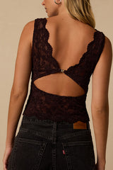 Danika Dark Purple Lace Tank Top