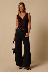 Danika Dark Purple Lace Tank Top