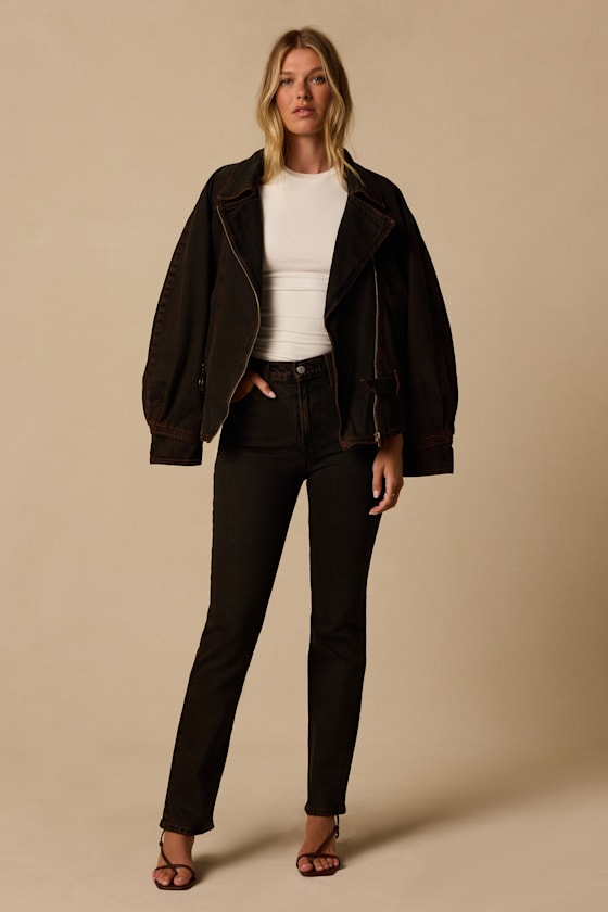 Ribcage Slim Dark Brown High-Rise Jeans
