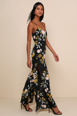 Beautiful Blooms Black Floral Print Wide-Leg Jumpsuit