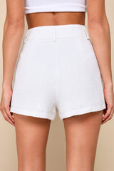 Looking Posh White Tweed High Rise Shorts