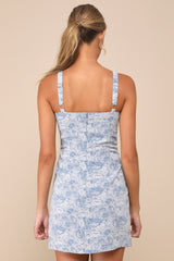 Exuberant Chicness Blue Floral Sleeveless Mini Dress