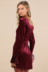 Joyful Poise Burgundy Velvet Long Sleeve Mini Dress