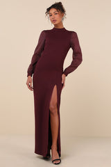 Seeking Sophistication Plum Backless Balloon Sleeve Maxi Dress