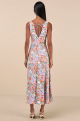 Your Only Darling Lavender Floral Print Sleeveless Midi Dress