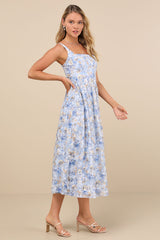 Colwyn Light Blue Floral Jacquard Bustier Midi Dress
