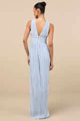 Melitta Light Blue Plisse Sash Maxi Dress