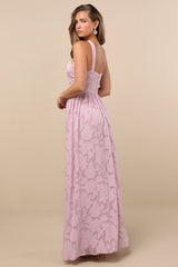 Love and Beyond Mauve Pink Burnout Floral Maxi Dress