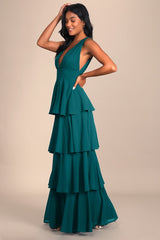 Amazing Evening Hunter Green Tiered Maxi Dress
