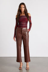 Open Minded Brown Vegan Leather Pants
