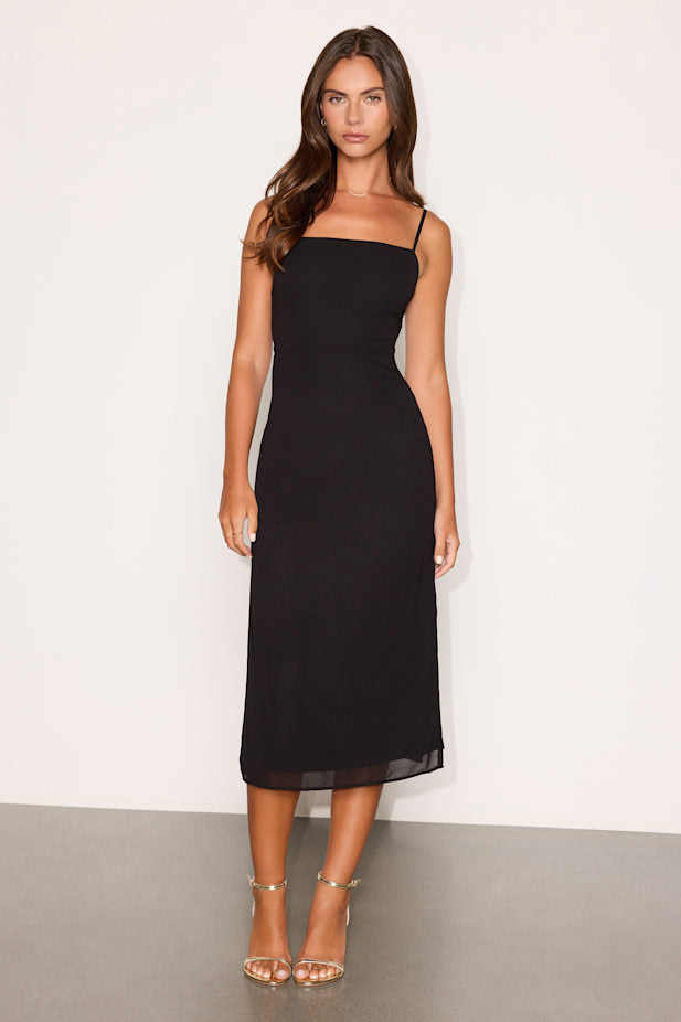 Sweetest Invite Black Sleeveless Midi Dress