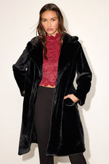 Tamron Black Faux Fur Longline Coat