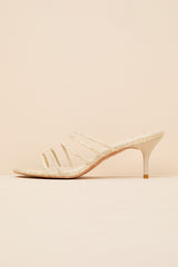 Naomi Natural Snake Strappy Low Heel Slide Sandals