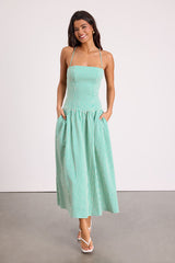 Lanny Green Gingham Lace-Up Midi Dress