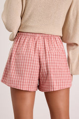 Kirra Pink Gingham Drawstring Shorts
